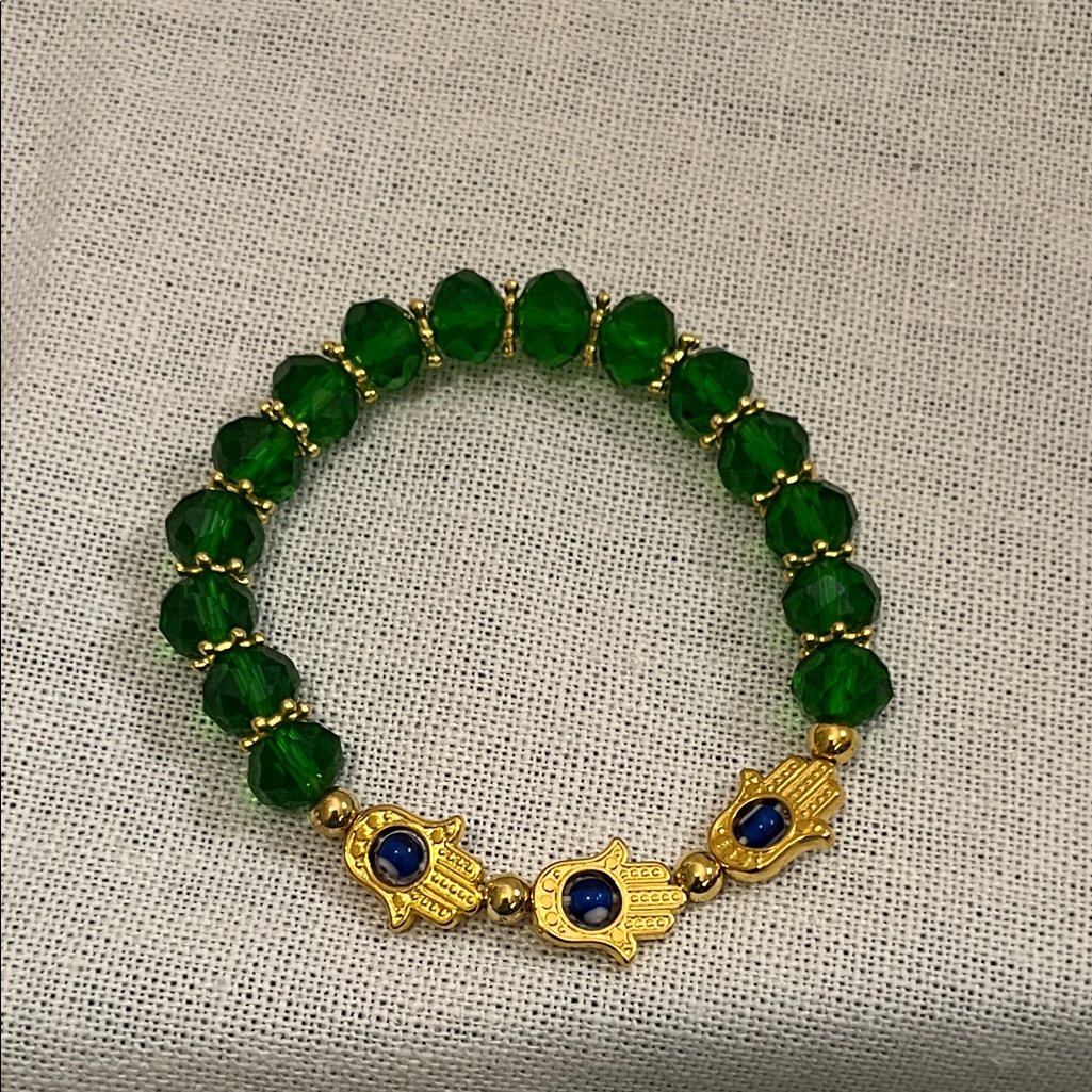 Chic Green And Gold Beaded Bracelet